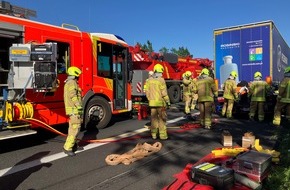 Feuerwehr Hannover: FW Hannover: Eine schwerverletzte Person bei einem Verkehrsunfall auf der Autobahn 2