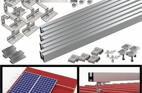 PEARL GmbH: revolt 34-teiliges Dachmontage-Set für 2 Solarmodule, flexibel: Solarmodule schnell und sicher auf dem Dach installieren