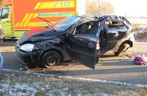 Polizeiinspektion Hameln-Pyrmont/Holzminden: POL-HOL: Landesstraße 549: - Silberborn - Neuhaus: Bei Glatteis überschlagen - 24jährige Frau verletzt / Fahrzeug Totalschaden -