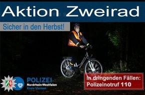 Kreispolizeibehörde Viersen: POL-VIE: Kreis Viersen: Aktion Zweirad - sicher in den Herbst
