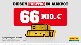 Sächsische Lotto-GmbH: Eurojackpot: Mit 66 Millionen Euro ins Wochenende