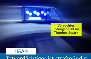 Polizei Mettmann: POL-ME: Nach versuchtem Tötungsdelikt: Tatverdächtiger ist strafmündig - Polizei vollstreckt Haftbefehl - Haan - 2501089