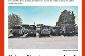 Landeskriminalamt Thüringen: LKA Thüringen: Zeugenaufruf nach Brand an Bundeswehr-LKW: Das Landeskriminalamt Thüringen ermittelt.