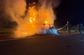 Polizeiinspektion Cuxhaven: POL-CUX: PKW Brand auf der BAB27 im Bereich Hagen (Foto im Anhang)