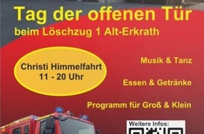 Feuerwehr Erkrath: FW-Erkrath: Tag der offenen Tür des Löschzug Alt-Erkrath an Christi Himmelfahrt am 29.05.2025