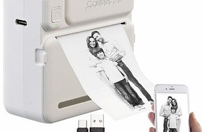 PEARL GmbH: Etiketten und Fotos unterwegs über das Mobilgerät ausdrucken: Callstel Mobiler Akku-Mini-Foto-/Etiketten-Thermodrucker TD-120.app, App, 200 dpi, BT 5.1