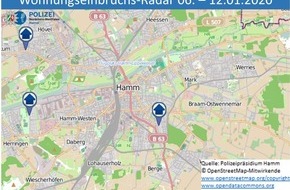 Polizeipräsidium Hamm: POL-HAM: Wohnungseinbruchs-Radar Hamm 6.1. - 12.1.2020