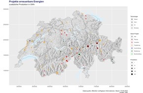 VSE / AES: Erneuerbare Energien: Der VSE zeigt erstmals eine Übersicht der bekannten Ausbauprojekte in der Schweiz