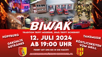 Feuerwehr Kleve: FW-KLE: Der Löschzug Rindern lädt zum Biwak ein