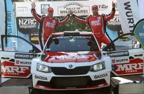 Skoda Auto Deutschland GmbH: Doppelsieg für MRF SKODA: Gaurav Gill gewinnt vor Ole Christian Veiby die APRC Rallye Whangarei (FOTO)