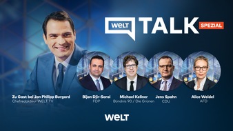 PREMIUM-Gruppe GmbH: WELT TV mit Sondersendung zu Landtagswahlen / ab 21 Uhr WELT Talk mit Alice Weidel (AfD), Jens Spahn (CDU), Bijan Djir-Sarai (FDP) und Michael Kellner (Bündnis 90/Die Grünen)