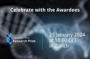 Save the date: 33a cerimonia di consegna del premio Pfizer per la ricerca il 25 gennaio 2024 a Zurigo