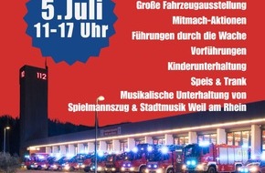 Feuerwehr Weil am Rhein: Feuerwehr Weil: Tag der offenen T&uuml;r bei der Feuerwehr Weil am Rhein