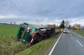 Polizeiinspektion Nienburg / Schaumburg: POL-NI: LKW kippt in Straßengraben