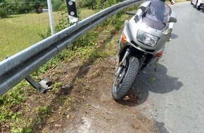 Kreispolizeibehörde Oberbergischer Kreis: POL-GM: 030820-618: Motorradfahrer rutschte in Leitplanke