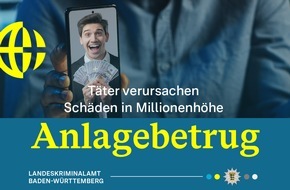 Landeskriminalamt Baden-Württemberg: LKA-BW: Anlagebetrug über Messenger- und SMS-Dienste nimmt stark zu. Das LKA Baden-Württemberg warnt vor neuen Maschen