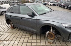 Polizeipräsidium Westpfalz: POL-PPWP: Audi aufgebockt und Räder geklaut