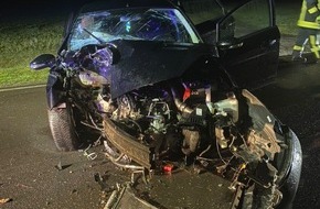 Polizeiinspektion Stade: POL-STD: 30-jährige Autofahrerin bei Unfall zwischen Ahrenswohlde und Wangersen schwer verletzt