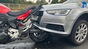 Polizeipr&auml;sidium Oberhausen: POL-OB: Verkehrsunfall zwischen Zweirad und Pkw - 58-j&auml;hriger Motorradfahrer leicht verletzt