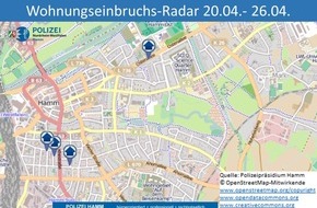 Polizeipräsidium Hamm: POL-HAM: Wohnungseinbruchs-Radar Hamm 20.04. bis 26.04.