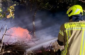 Kreisfeuerwehr Oldenburg: FW-OLL: Vegetationsbrand auf Nachbargrundstück von Mädchen der Jugendfeuerwehr gemeldet