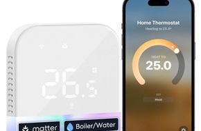 Meross: Meross präsentiert smartes Thermostat MTS215B mit Matter / Schlankes Design mit edler Glasfront