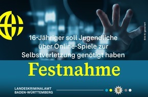 Landeskriminalamt Baden-Württemberg: LKA-BW: Gemeinsame Pressemitteilung des Cybercrime-Zentrums BW, des LKA und des PP Ludwigsburg - 16-Jähriger wegen des Verdachts der Mitgliedschaft in gewalttätiger Online-Community festgenommen