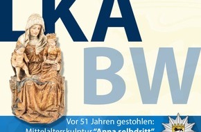 Landeskriminalamt Baden-Württemberg: LKA-BW: Vor 51 Jahren gestohlene Mittelalterskulptur kehrt am 22. November nach Wiesensteig zurück - Landeskriminalamt wird bei Auktion in der Schweiz fündig