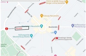 Polizeiinspektion Neubrandenburg: POL-NB: Achtung Verkehrseinschränkungen am Marktplatz in Neustrelitz