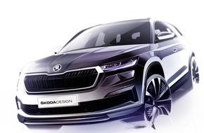 Skoda Auto Deutschland GmbH: Drei Designskizzen vermitteln ersten Eindruck vom überarbeiteten ŠKODA KODIAQ