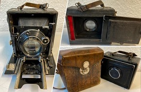 Polizeipräsidium Mittelhessen - Pressestelle Marburg-Biedenkopf: POL-MR: Alte Kamera mit Gehäuse und Tasche gefunden - Wer vermisst die Antiquität?