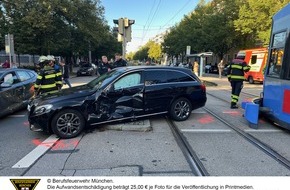 Feuerwehr München: FW-M: Straßenbahn kollidiert mit Pkw (Schwabing-West)