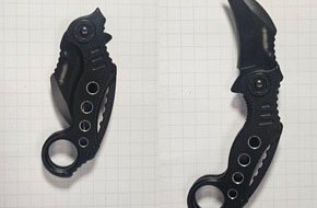 Bundespolizeidirektion Sankt Augustin: BPOL NRW: Bundespolizei stellt 23-Jährigen mit Karambit-Messer