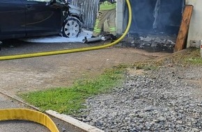 Freiwillige Feuerwehr Lügde: FW Lügde: Garage steht in Vollbrand