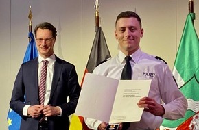Polizei Essen: POL-E: Essener Polizist befreit Person aus brennendem Hotelzimmer - Verleihung der Rettungsmedaille des Landes Nordrhein-Westfalen
