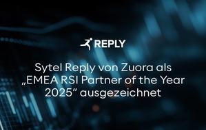 Reply Deutschland SE: Sytel Reply von Zuora als &bdquo;EMEA RSI Partner of the Year 2025&ldquo; ausgezeichnet &ndash; Fokus auf wertbasierte Monetarisierung f&uuml;r KI