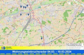 Polizeipräsidium Hamm: POL-HAM: Wohnungseinbruchsradar Hamm für die Woche vom 4. März bis 10. März