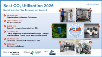 nova-Institut GmbH: CO&acirc; to E-Methanol, Aviation Fuels and Speciality Chemicals: Six Nominees Announced for the &ldquo;Best CO&acirc; Utilisation 2026&rdquo; Innovation Award