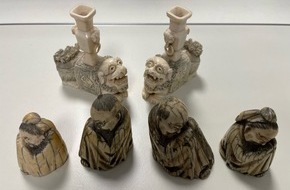 Hauptzollamt Karlsruhe: HZA-KA: Ersteigerte Elfenbeinfiguren aus dem 19. Jahrhundert beschlagnahmt