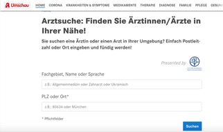 Wort & Bild Verlagsgruppe - Unternehmensmeldungen: apotheken-umschau.de unterstützt Geflüchtete beim Zugang zur medizinischen Versorgung in Deutschland / Arzt-Auskunft und Antworten auf wichtige Fragen auf Ukrainisch und Russisch