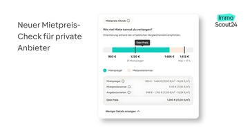 ImmoScout24: ImmoScout24 unterst&uuml;tzt private Vermieter:innen  mit neuem Mietpreis-Check f&uuml;r faire Mieten