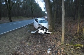 Polizeiinspektion Celle: POL-CE: Wietze - Von der Fahrbahn abgekommen und gegen Baum geprallt