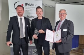 BVMID - Bundesvereinigung Mittelstand in Deutschland: Neue Recruiting-Strategien für den Arbeitsmarkt der Zukunft: Experte Jan Philip Berg erhält Auszeichnung