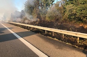 Polizeidirektion Landau: POL-PDLD: Flächenbrand nach Reifenpanne