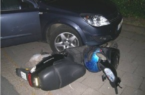 Polizeiinspektion Nienburg / Schaumburg: POL-NI: Flüchtender Rollerfahrer rutscht unter Streifenwagen -Bild im Download-