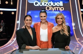 ARD Das Erste: Energiebündel gegen den Olymp: Melissa Khalaj und Laura Karasek zu Gast bei Esther Sedlaczek | "Quizduell-Olymp" am Freitag, 13. Januar, 18:50 Uhr im Ersten