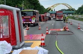 Feuerwehr Gladbeck: FW-GLA: Update zum Gefahrgutunfall auf der BAB 2