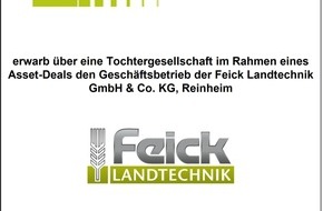 Deutsche Mittelstandsfinanz GmbH: Deutsche Mittelstandsfinanz berät Veräußerung von Feick Landtechnik an die CLAAS-Gruppe