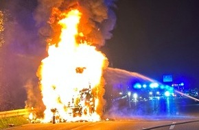 Feuerwehr Sprockhövel: FW-EN: Zugmaschine eines Gefahrguttransporters brennt auf der BAB 43