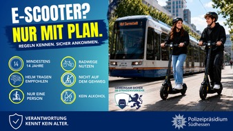 Polizeipr&auml;sidium S&uuml;dhessen: POL-DA: Darmstadt: E-Scooter im Fokus von Kontrollen in der Innenstadt